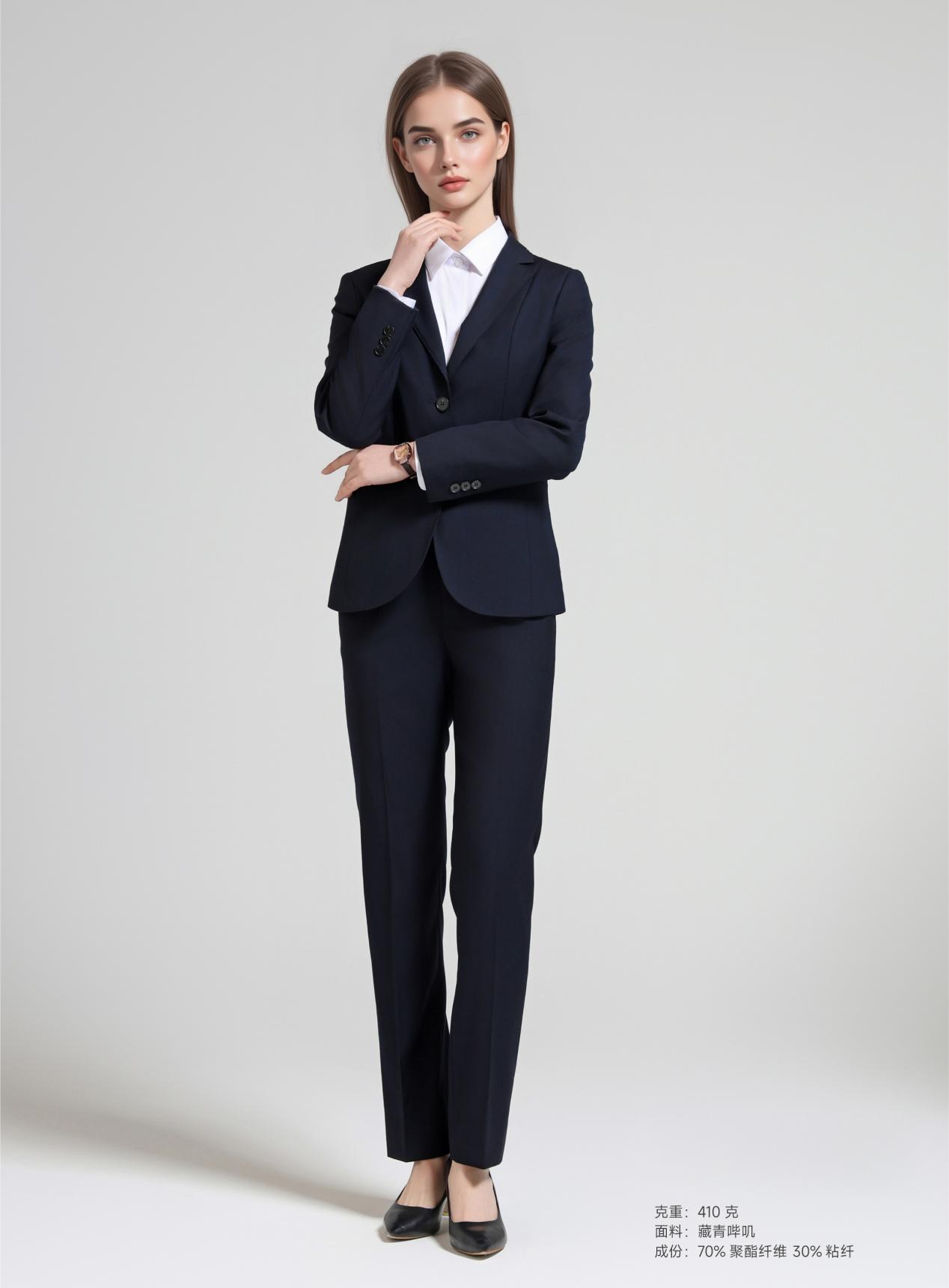 HT055-016藏青加厚嗶嘰女士西裝