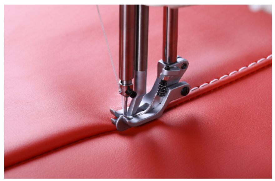 Direct drive, single needle compound feed sewing machine