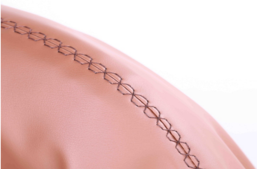 Program control, post bed, double needle, rotary needle bar, compound feed sewing machine