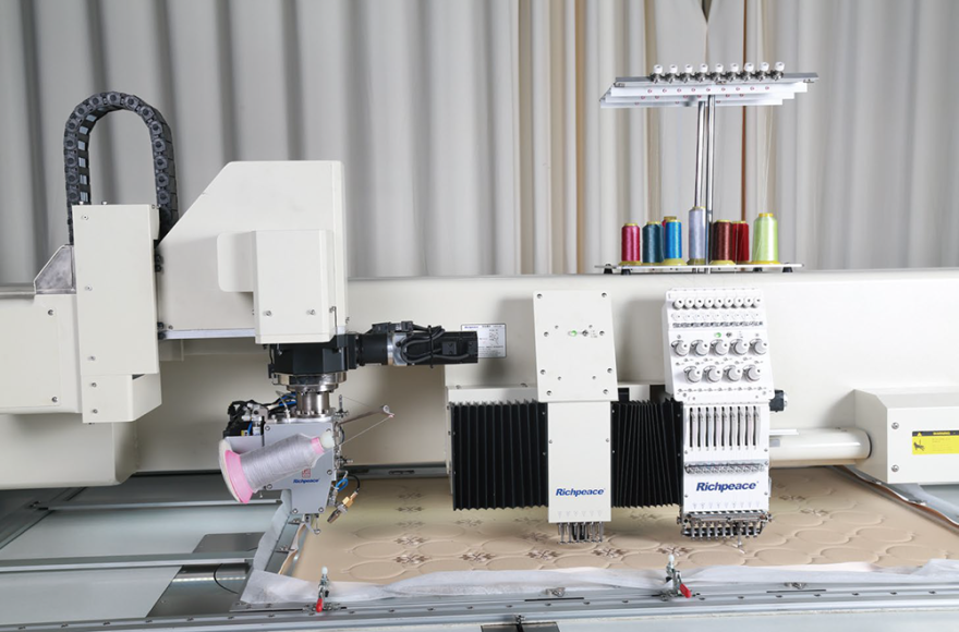 Richpeace Automatic Perforation + Embroidery + Sewing (Rotating Head) Machine (6-size perforators＋9-color embroidery + rotating sewing)