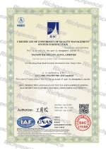 ISO 9001 Quality Management System Certificate