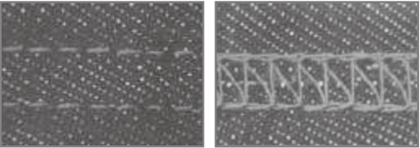 Double Needle Flat-bed Making Belt Loop With Front Fabric Butter(the Width Of Belt Loop) Double Needle Flat-bed Making Belt Loop With Front Fabric Butter(the Width Of Belt Loop)